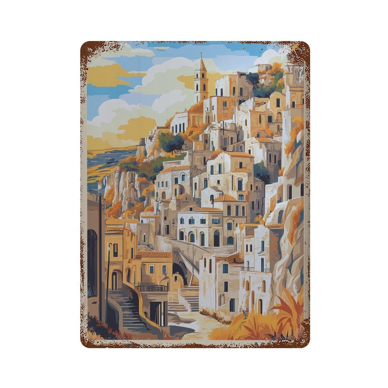 xiaoxiaoshen Matera Italy Travel Basilicata Wall Decor Art Metal Tin Poster Modern Home Decor Art Home Bar Shop Decorations Vintage Sign 40x30cm