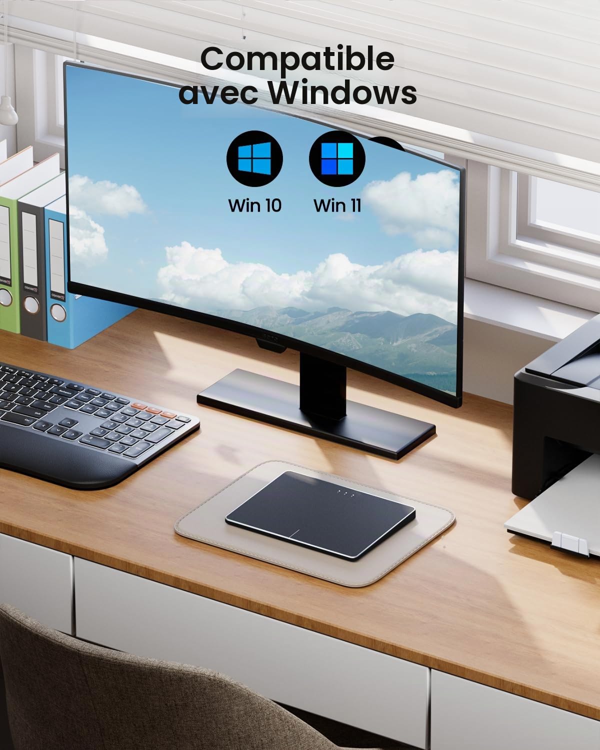 ProtoArc T1 Plus Trackpad sans Fil Bluetooth pour Windows 10/11 | 3 appareils Bluetooth, USB-C, Multi-Touch 4 doigts, Compatible PC, ordinateur portable et ordinateur de bureau, Pas pour Mac