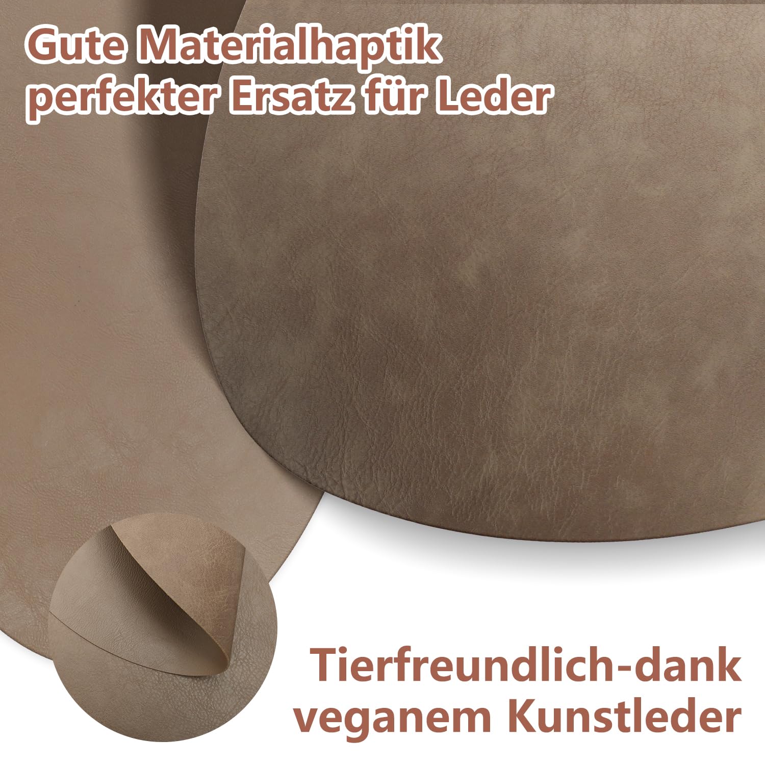 HELI MIAO 6er Set Tischset aus Leder-Imitat，Platzsets abwaschbar und wasserdicht，Platzdeckchen Lederoptik mit Untersetzer,Tischuntersetzer Doppelseitigen rutschfest(Oval,braun) (Packung mit 2)