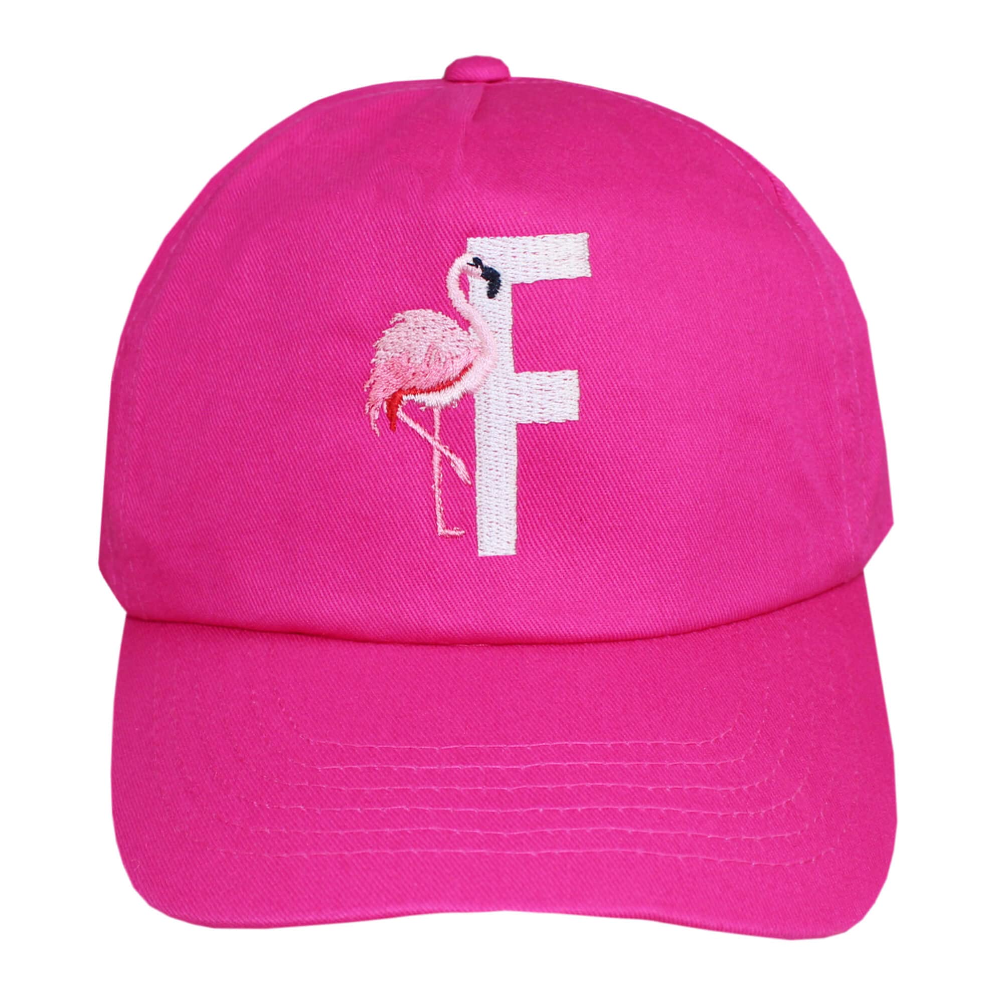 Teddyts Deep Pink Personalised Kid's Flamingo Initial Baseball Cap (5-10 Years), M-L