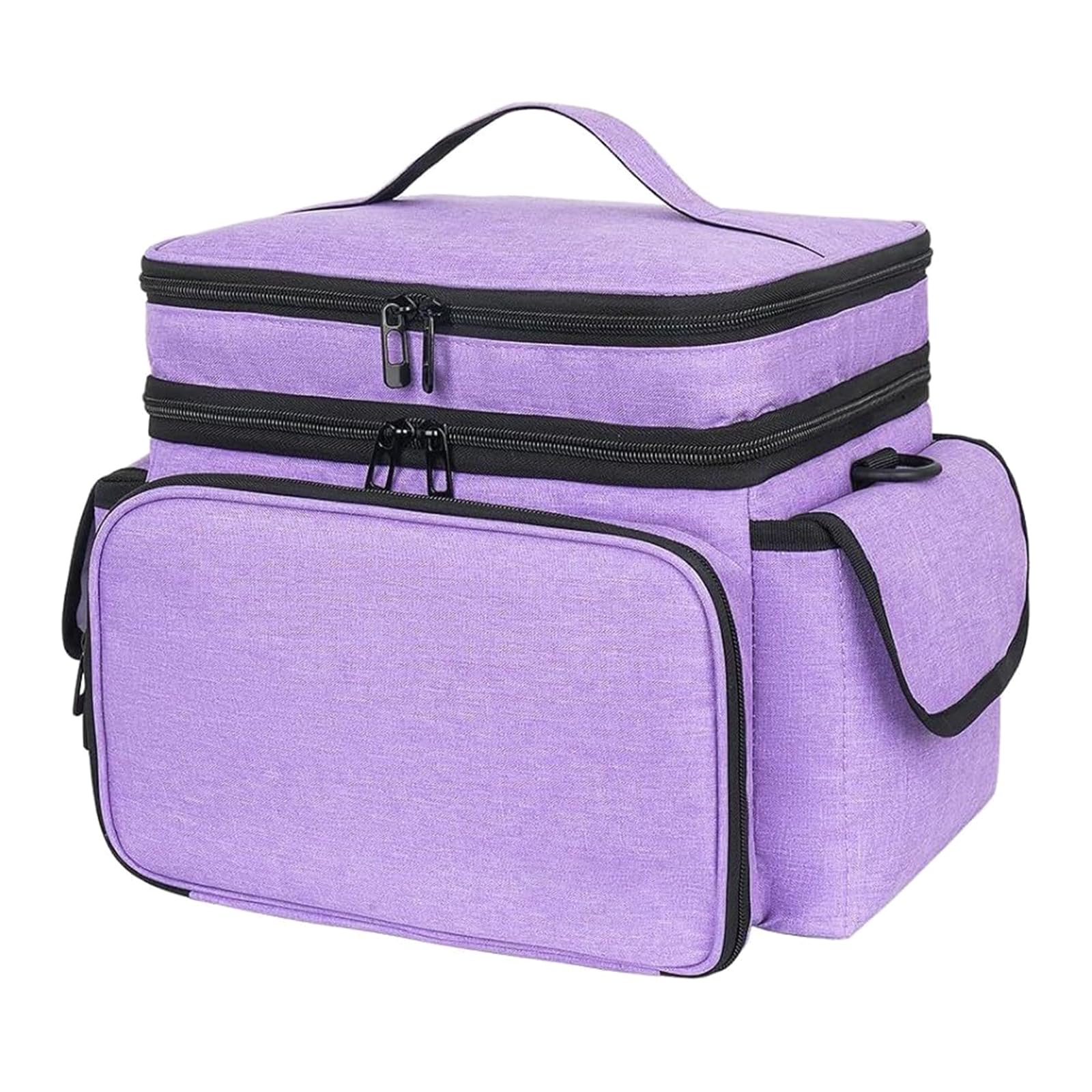 Porta Accessori da Cucito Multiuso con Maniglia Superiore | capacità con fasce flessibili, design antiurto e tasche trasparenti per accessori per maglieria trapuntati