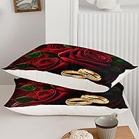 Vista 81 de AILONEN Juego de funda de edredón de rosas rojas tamaño Queen, juego de ropa de cama 3D con rosas rojas aceitadas para niñas, funda de edredón