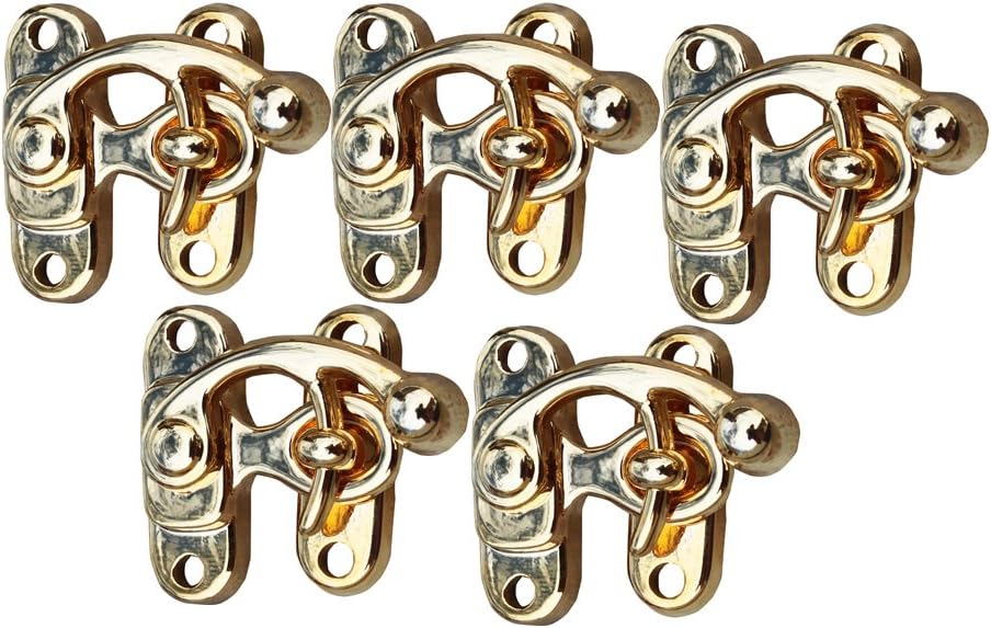 RaanPahMuang Metal Slip Lock Swing Latch Clasp Gold 3cm Set of 5pcs