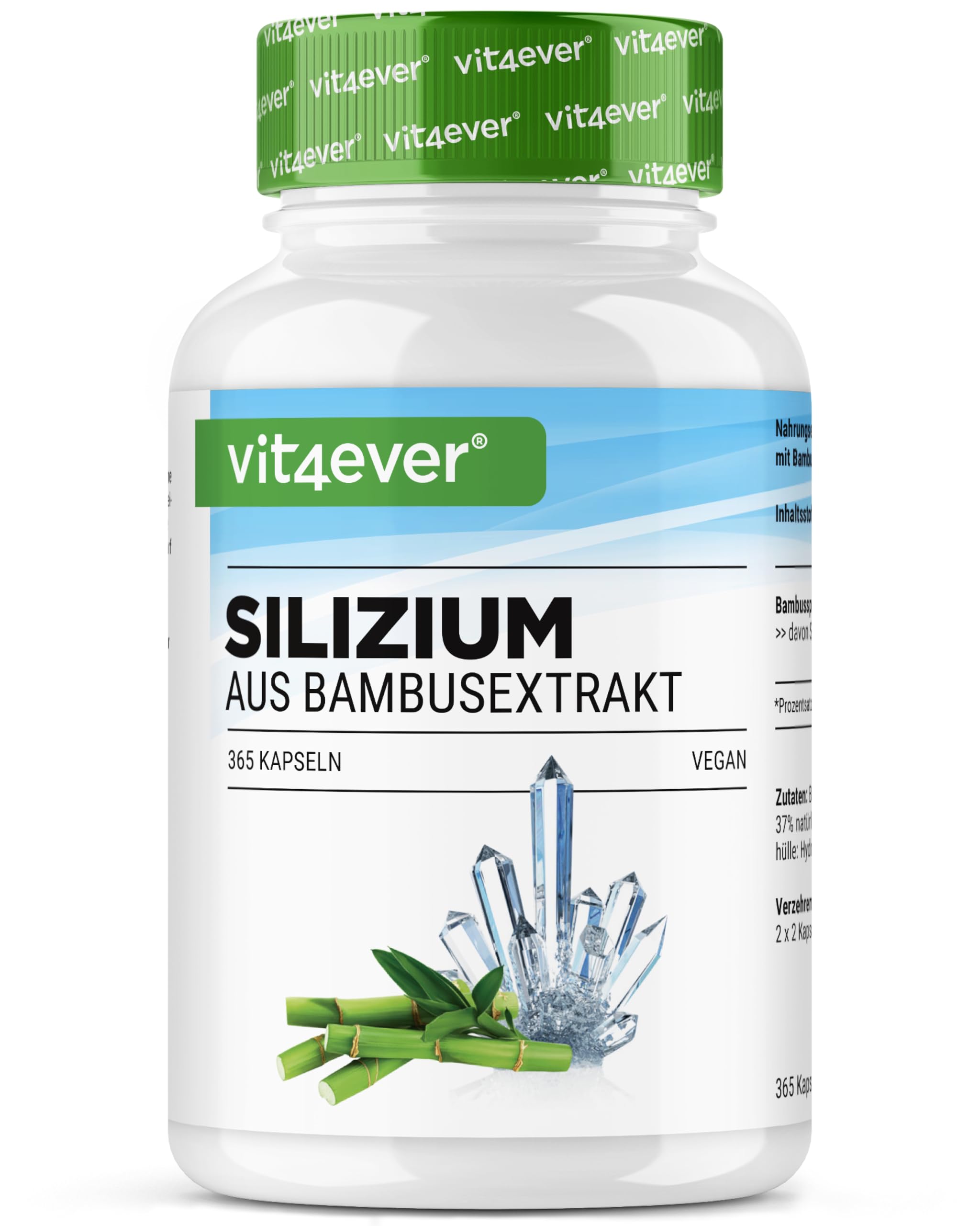 Silicio - 365 Capsule Con 500 Mg Di Silicio Organico Al Giorno - Premium: Estratto Naturale Di Bambù - Altamente Dosato - Vegan