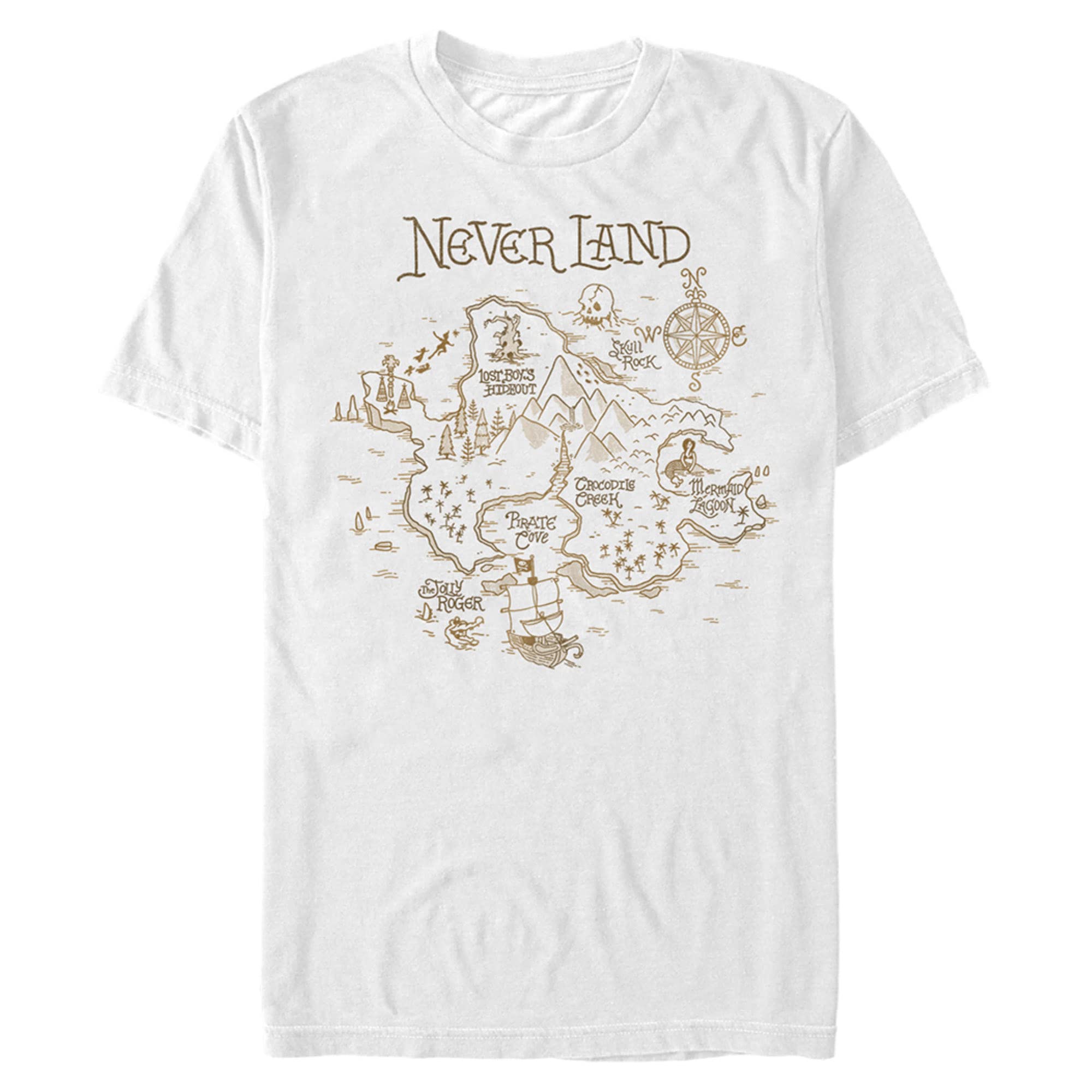 DisneyMen's Neverland Map T-Shirt, White, 4XL