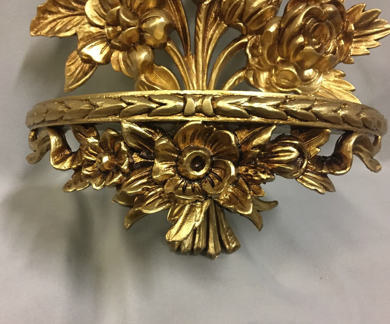 artissimo Console murale/console de miroir/étagère murale 35 cm x 27 cm x 11 cm Étagère Banc de fleurs Doré