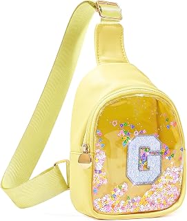COSHAYSOO Personalized Christmas Birthday Gifts Burr Basket Stuffers for Girls Yellow Purse Sling Bag Crossbody Girl Cute Funny Cool Mini Travel Fashion Accessories Monogrammed Initial Letter G