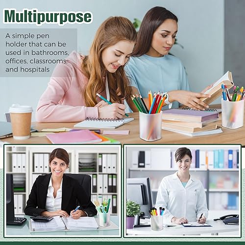 Miniatura 6 de Paquete de 30 portalápices para organizadores de escritorio y almacenamiento de papelería, portalápices de plástico mate, estilo transparente, para