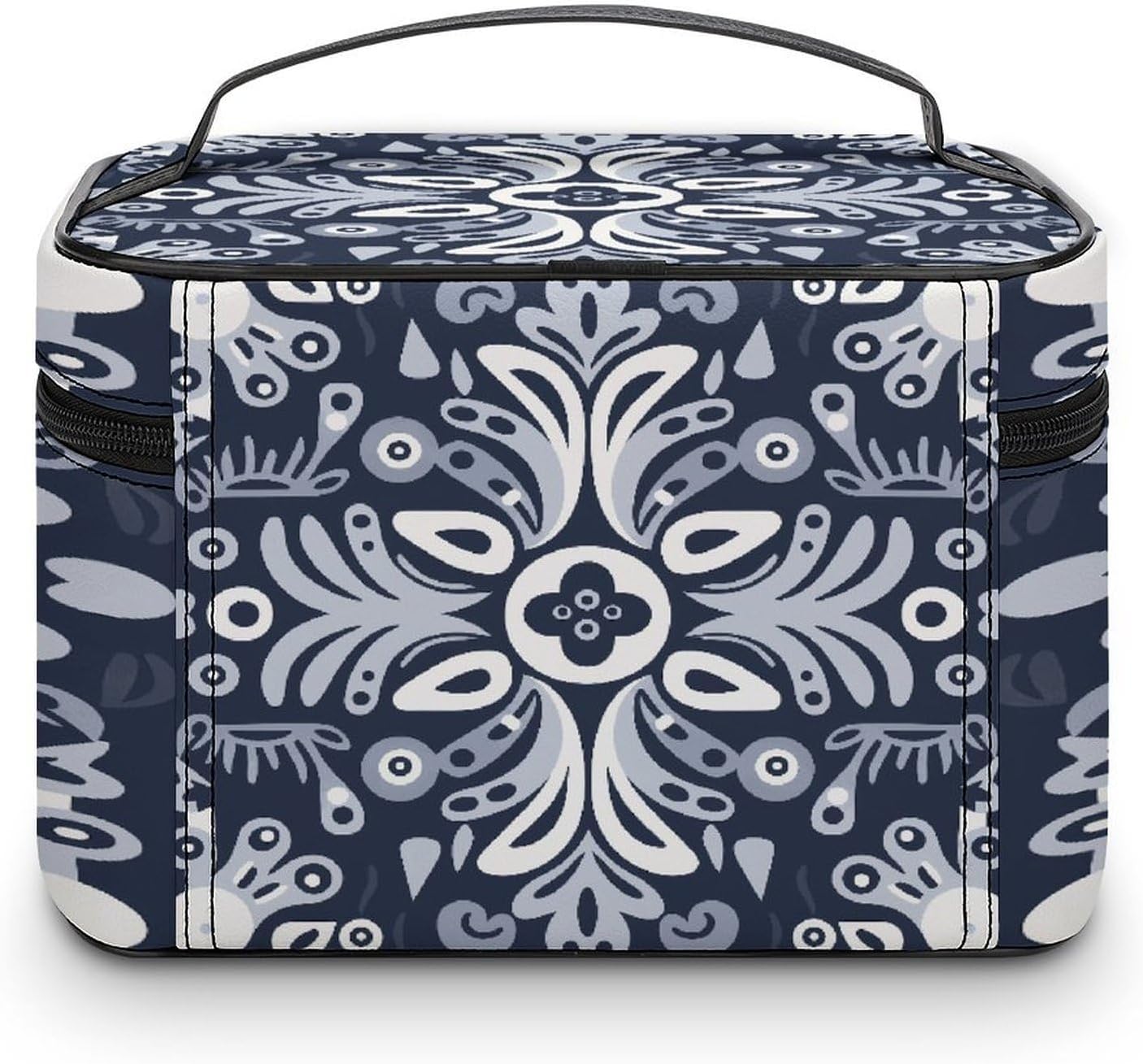 Navy Blue Travel Makeup Bags Large Capacity Cosmetic Bag for Women Portable Makeup Artist Organizer Bags Waterproof Make Up Bag Lightweight Hand-held Makeup Case image 3