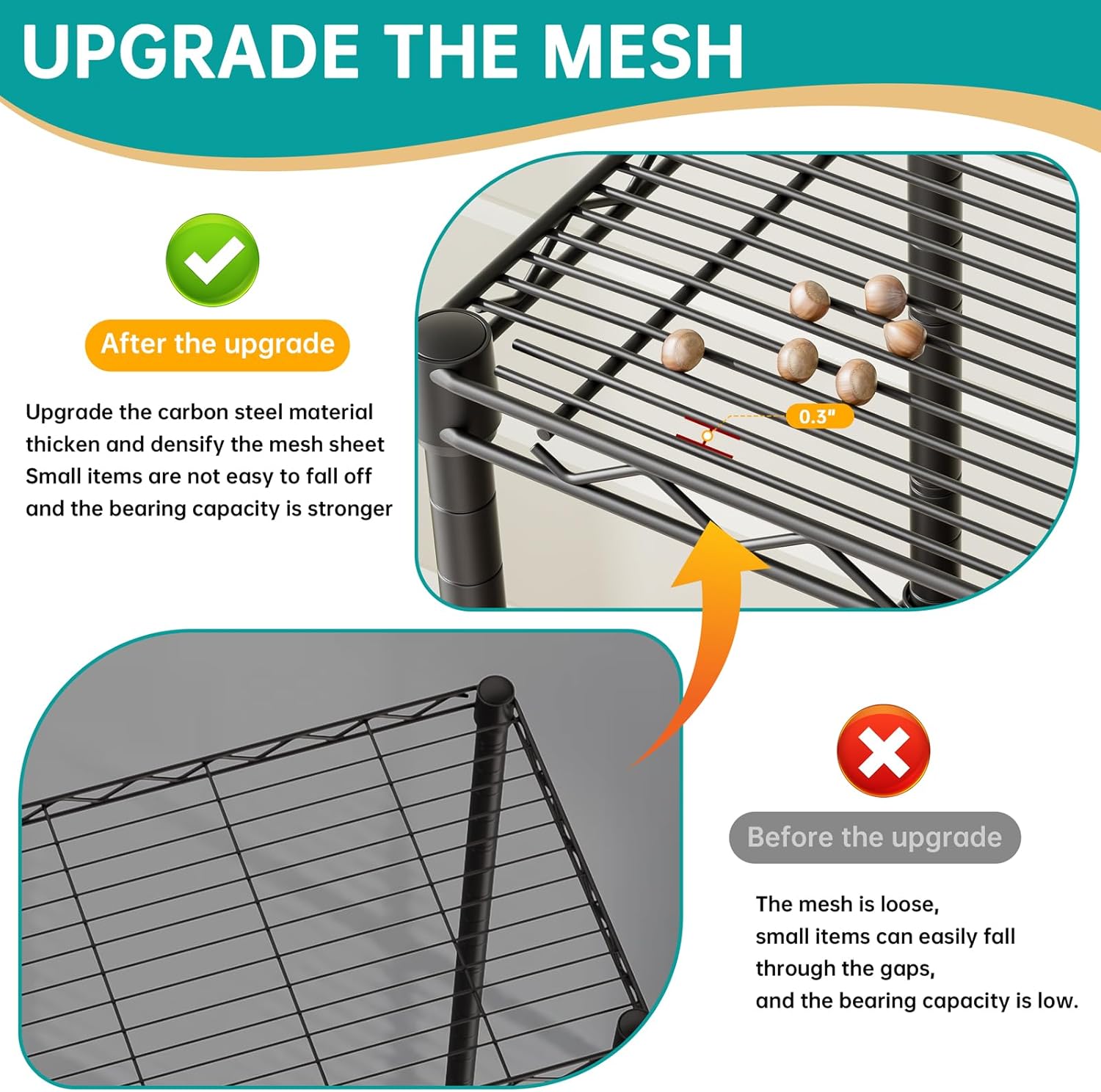 SINGAYE Metal Shelves Wire Shelving:Storage Rack Standing Units Shelf for Kitchen Laundry Bathroom Closet Organizers Pantry Narrow Mesh Adjustable 10" D x 16" W x 55" H Black - Image 4