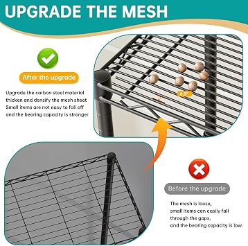 SINGAYE Metal Shelves Wire Shelving Storage Standing Adjustable Shelf Unit | 5 Tier Mesh Units Shelf for Kitchen Laundry Bathroom Closet Organizers Pantry Narrow Home Rack 10 D x 16 W x 55 H Black
