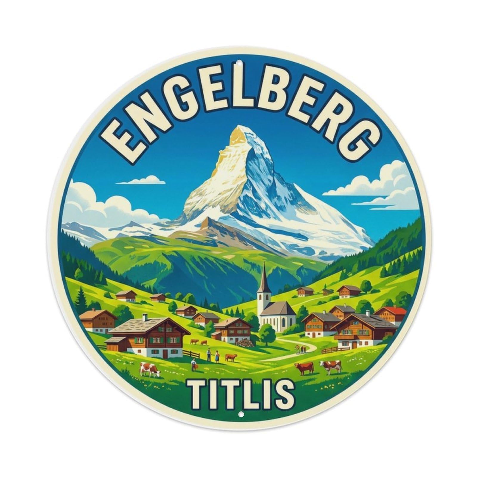 Metal Tin Sign Switzerland Retro Travel Engelberg