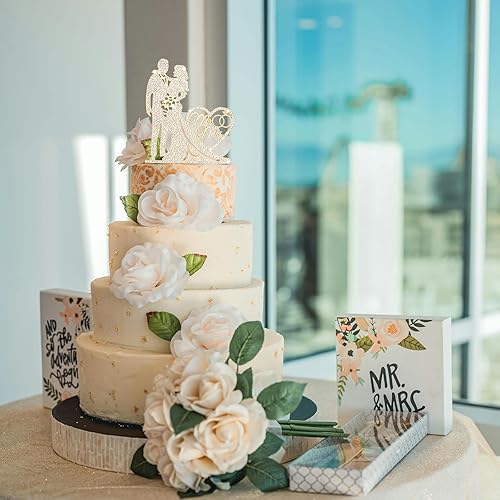 Miniatura 7 de Decoración de pastel de boda con diamantes de imitación de metal para el señor y la señora para boda, novia y novio, despedida de soltera, fiesta de