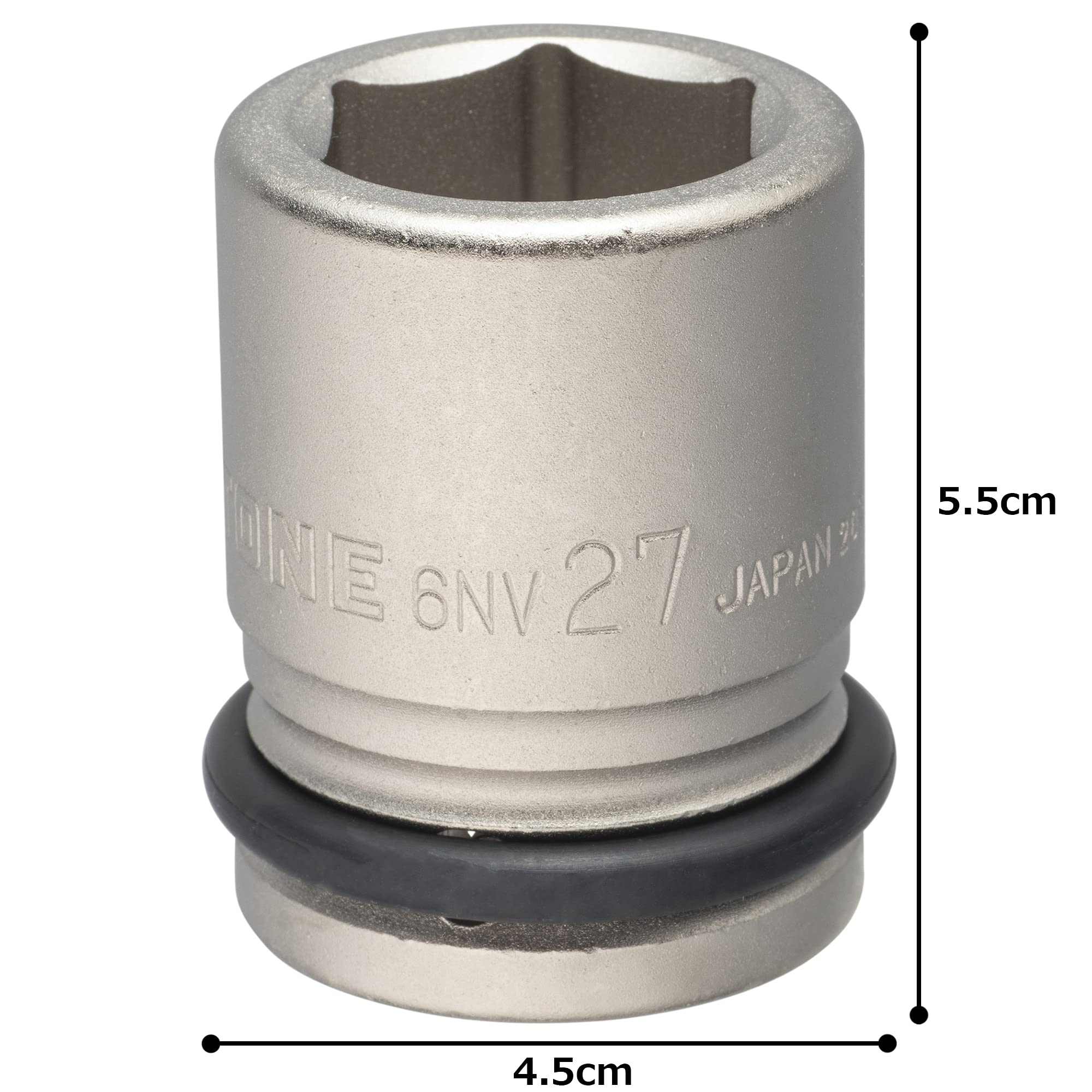 TONE Schlag-Stecknuss 27mm (1,1") Mit 19mm (0,75") Antrieb – Elektrolytisch Beschichtet, 55mm Lang