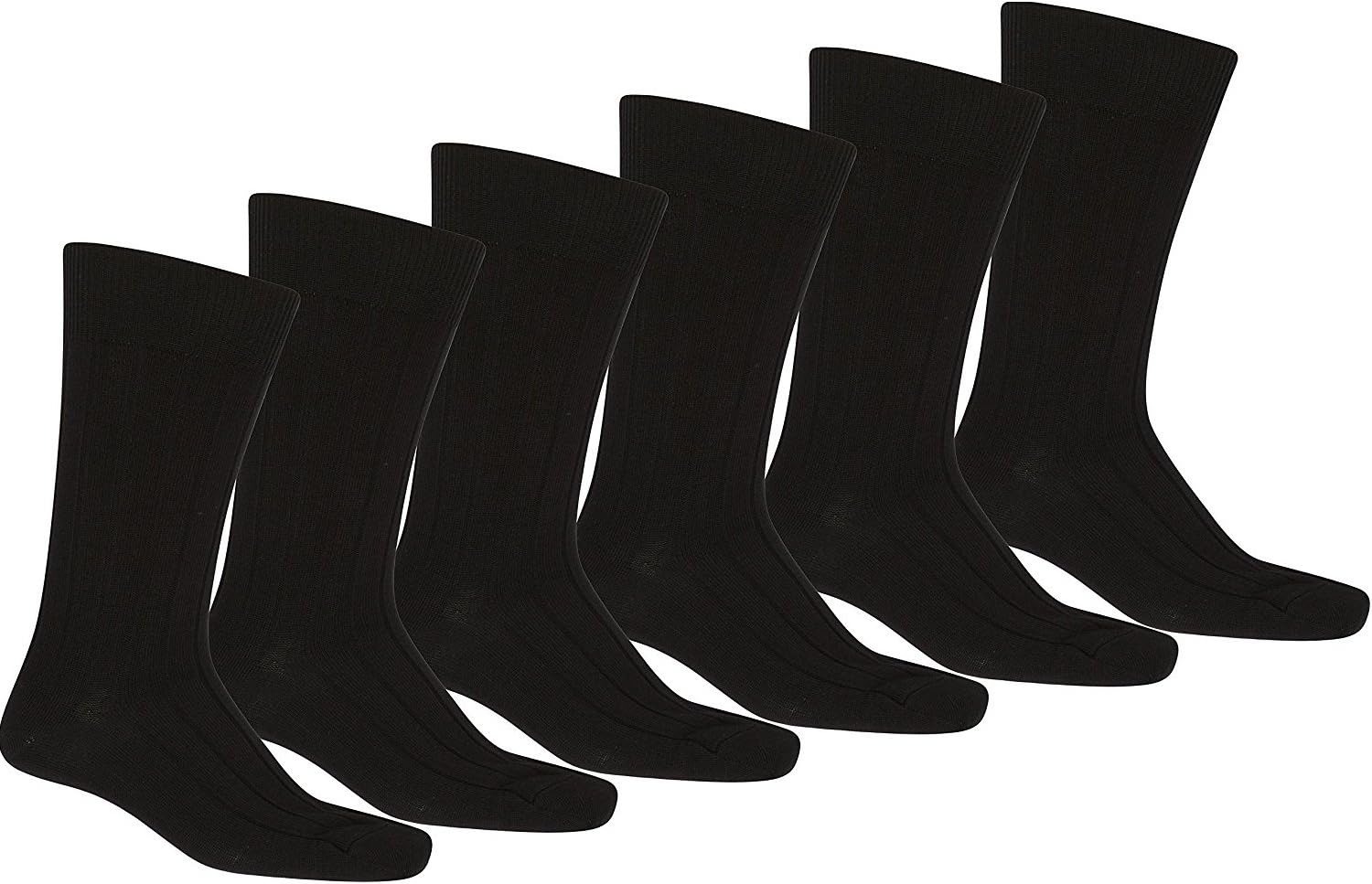 Men 24 Pack Solid Plain Dress Socks in Black - Bulk Wholesale