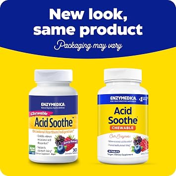 Enzymedica Acid Soothe Chewable Supplement for Women & Men - 30 Tablets