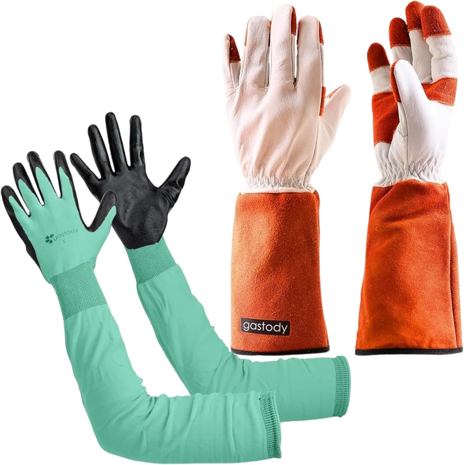 Long Gardening Gloves & Leather Gardening Gloves - Multipurpose Heavy Duty Outdoor and Indoor