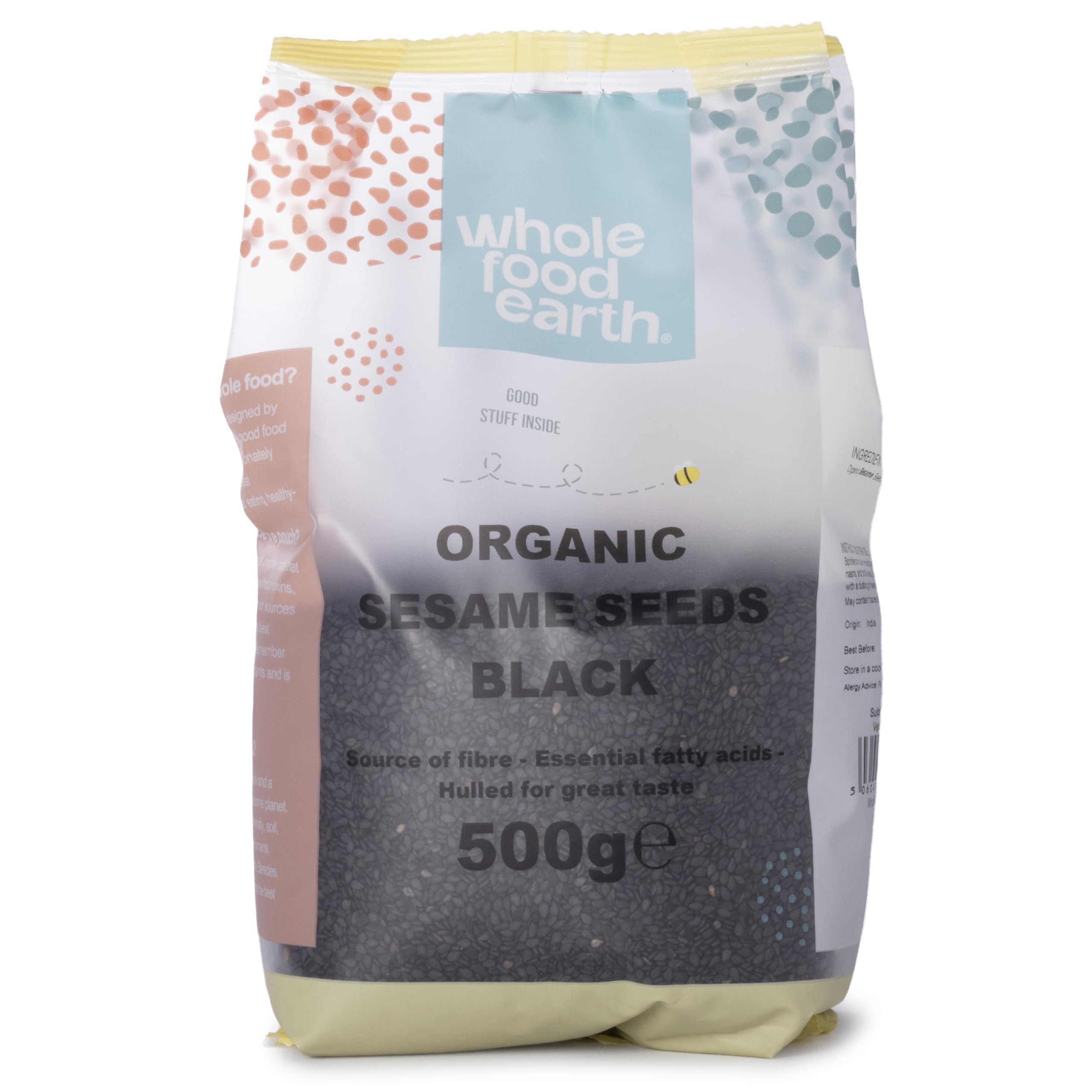 Wholefood Earth Organic Sesame Seeds Black 500g Raw | GMO Free | Vegan | Certified Organic