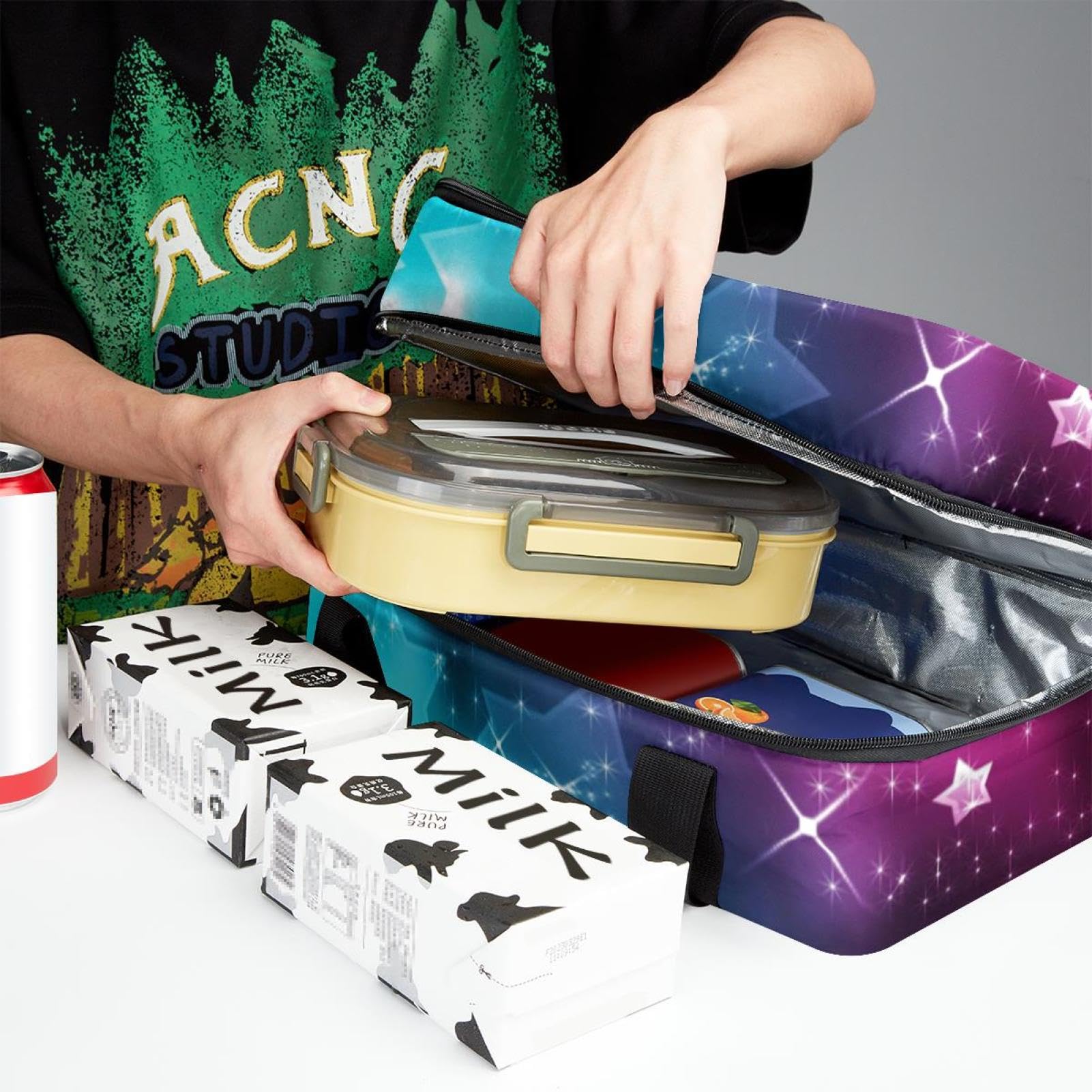 Amazon | 保冷バッグ、ランチバッグ二層クーラーバッグ、ギャラクシー