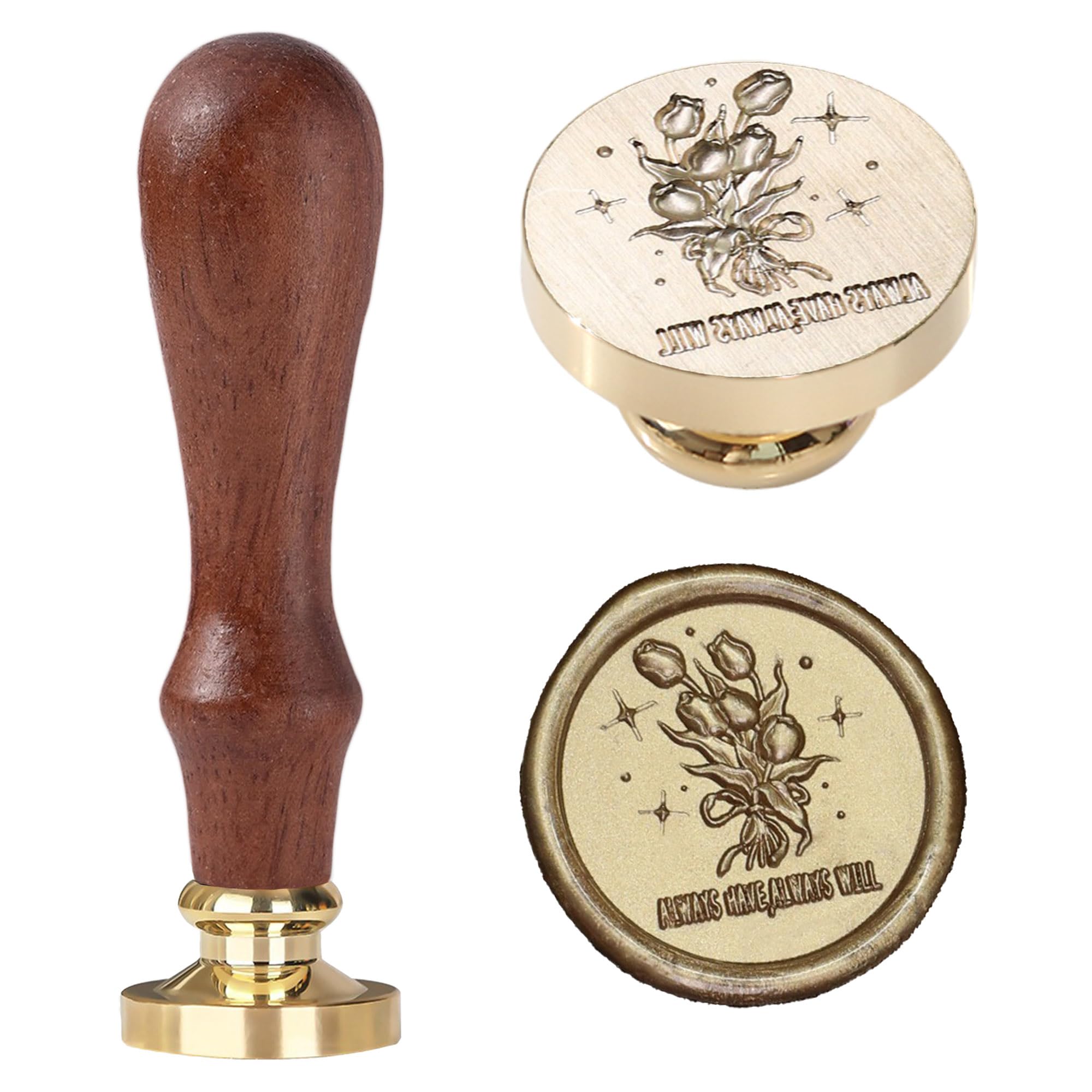 Ychostamp Flower Wax Seal Stamp - Tulip Bouquet Sealing Wax Stamp,Floral Seals with Ribbon Design for Wedding Invitations, Gifts, Journaling, Love Letters