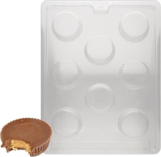 cybrtrayd life of the party ao033 large peanut butter cup chocolate candy mold in sealed protective poly bag imprinted with copyrighted cybrtrayd molding instructions