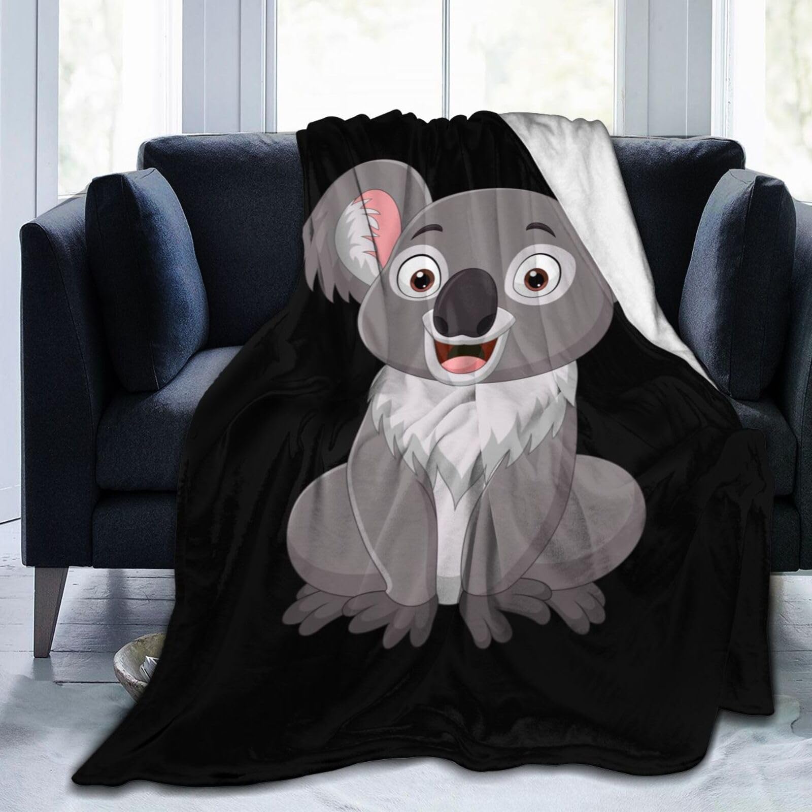 Manta De Sofá Suave Y Calentita Zomer Koala - Diseño Koala, 125x150 Cm, Color Gris - Ideal Para Viajes Y Hogar