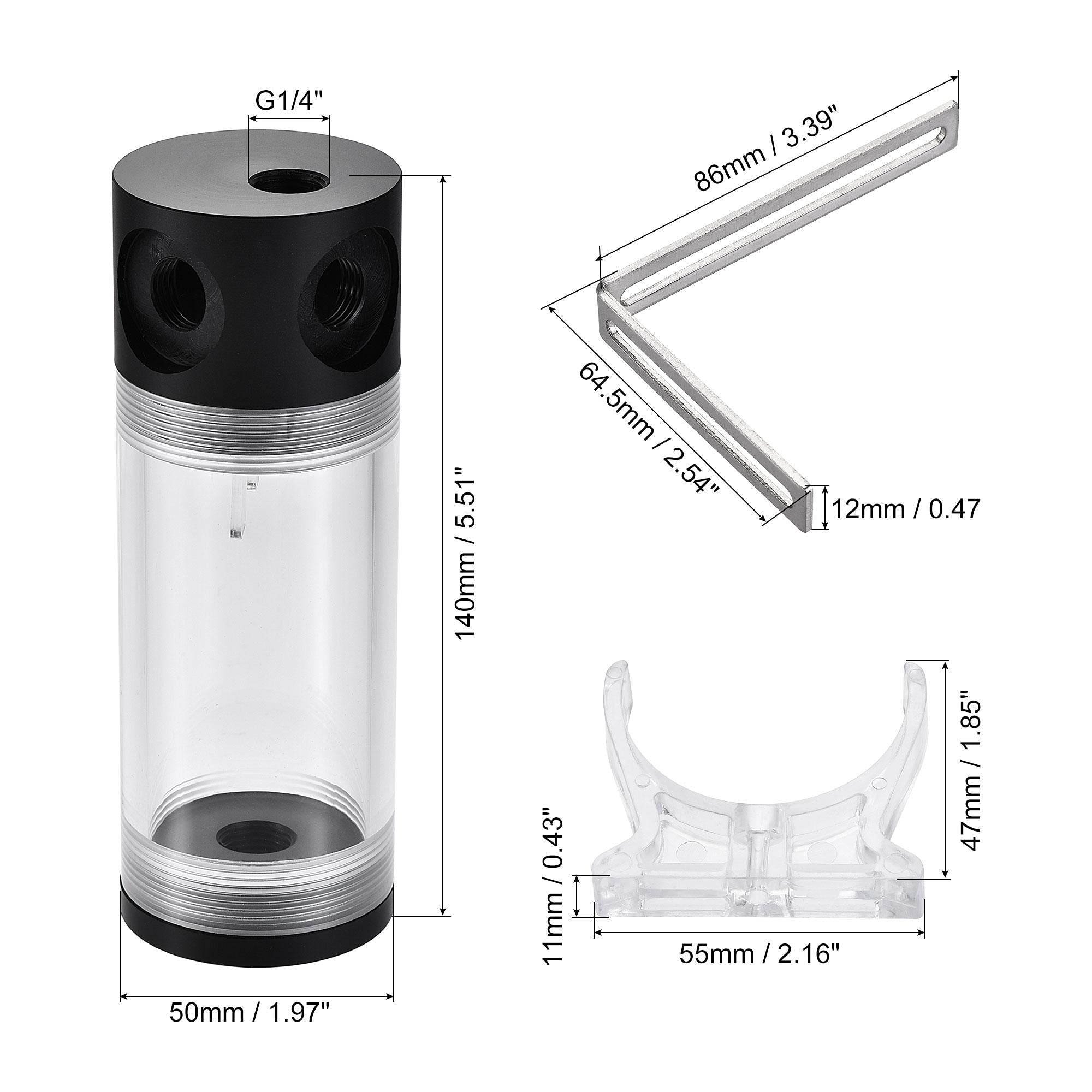 uxcell Water Cooling Tank 50mm x 140mm with Acrylic and POM 1 in 3 Out for Computer CPU Cooled
