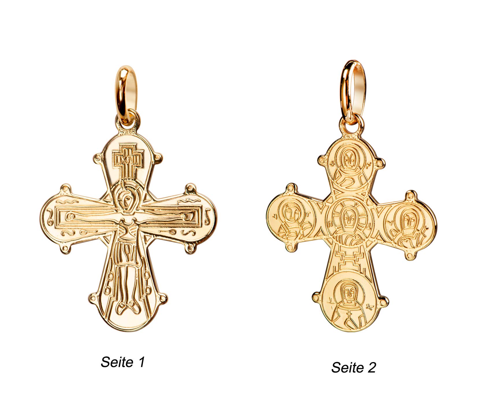 Dagmar Kreuz-Anhänger Gold mit Panzer-Kette als Goldkreuz und Kreuzkette mit Schmuck-Etui