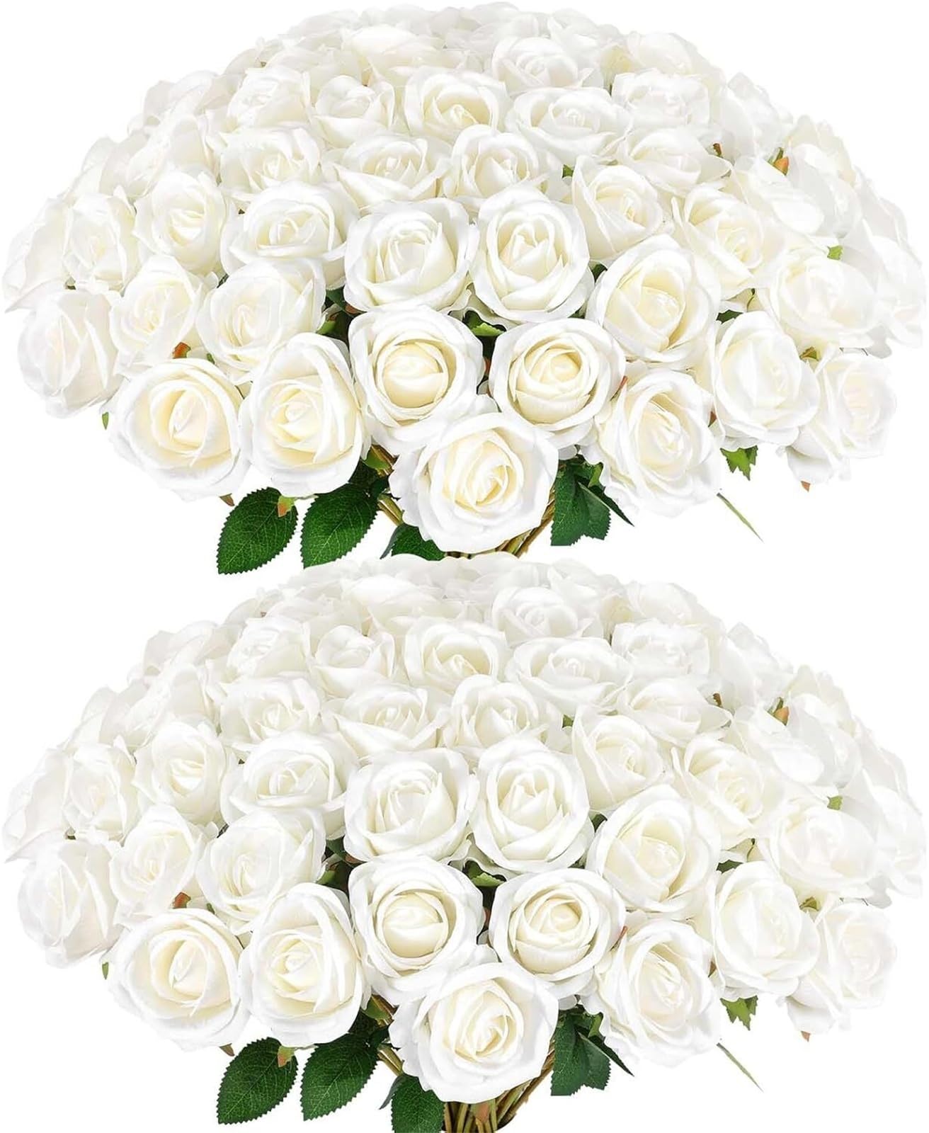 HJRegaFimu Exotic Dried Flower Bouquet Beautiful Roses 60 Pcs Artificial Suitable For Wedding Center Bridal Mother's Day Valentine's Home Decor(white)