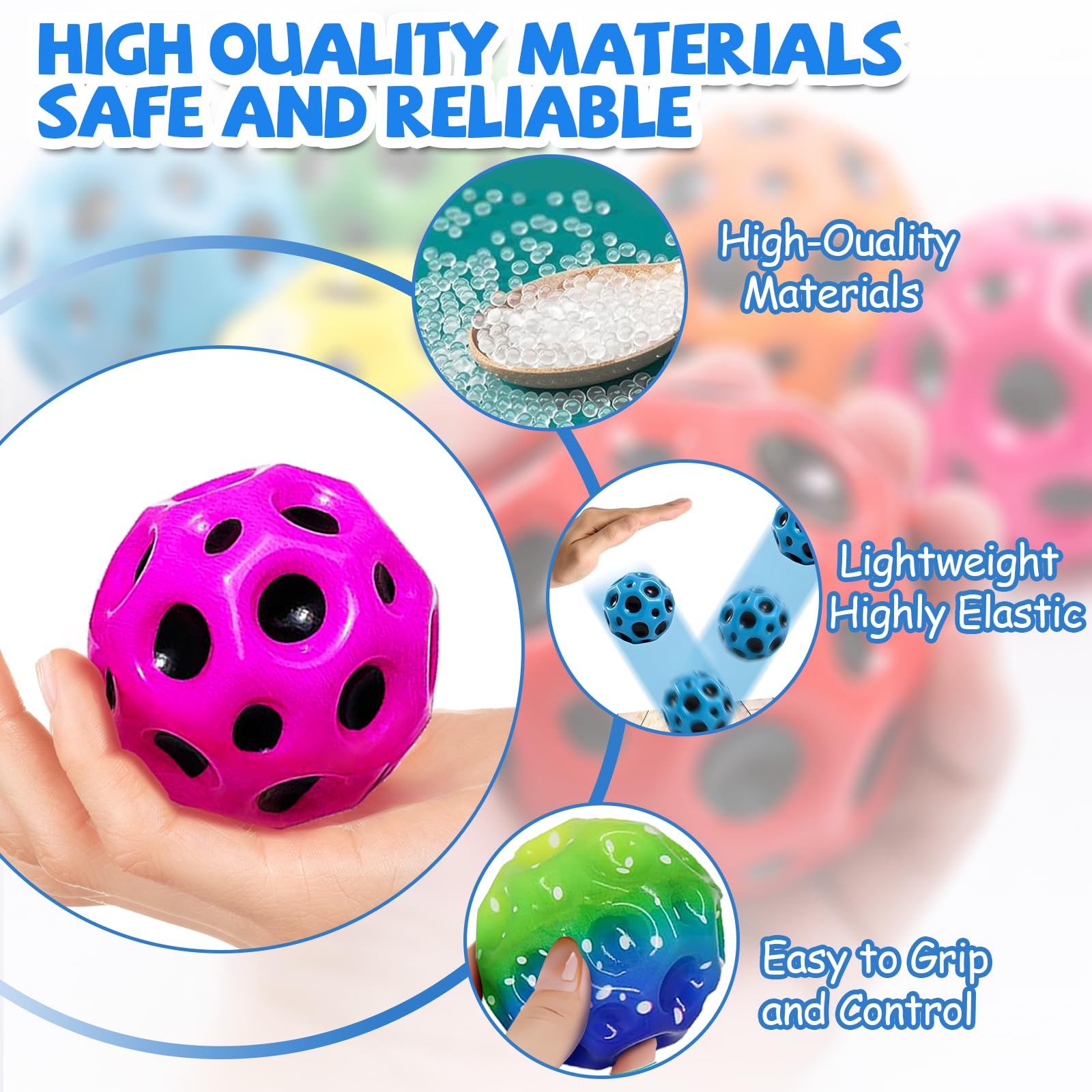 Astro Jump Ball,8 PCS Moon Ball,7 cm Space Bouncing Balls,Facile da Impugnare e da Catturare per Atleti e Bambini per Bambini e Adulti, Regalo per Compleanno, Natale, Feste
