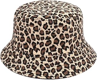 VJUYSW Leopard Print Bucket Hat Reversible Fisherman Hats Fishing Hat Summer Sun Hat for Women Men Holiday Hiking Camping Shopping
