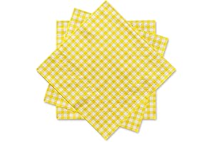 Gatherfun Party Supplies: Yellow Gingham Disposable Paper Napkins