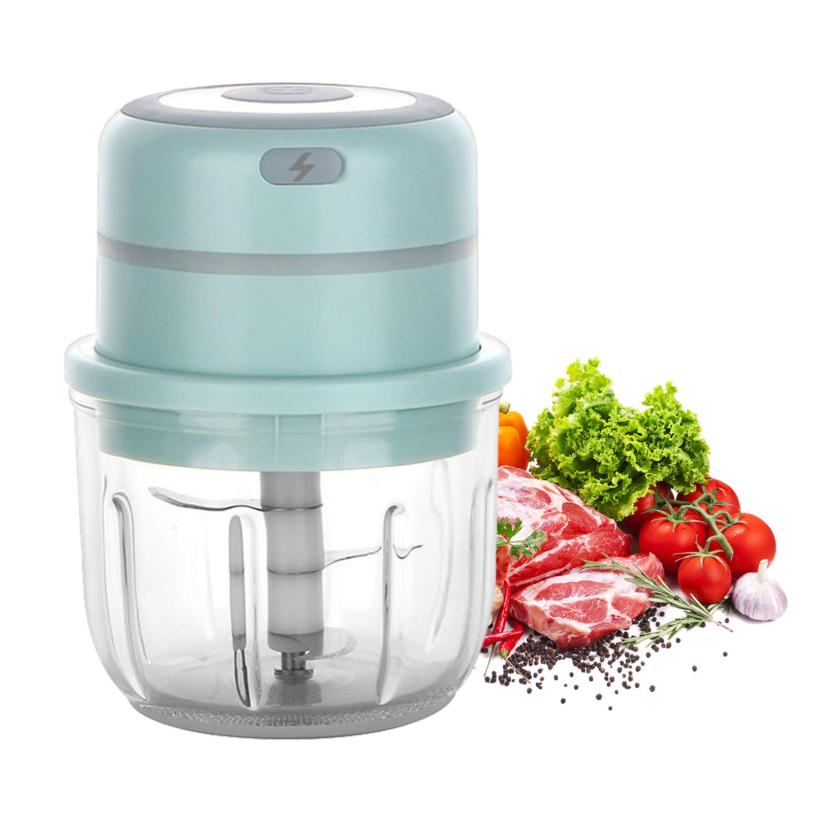 Mini Garlic Grinder,Artue Electric Mini Garlic Chopper Food Slicer Portable Garlic Grinder Blender Food Processor For Pepper Chili Vegetable Nuts Meat 300Ml Usb Reable