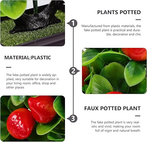 Miniatura 6 de Planta en maceta, fresero artificial, árbol frutal, bonsái, vegetación falsa de plástico, modelo de flor falsa en maceta, plantas de interior falsas