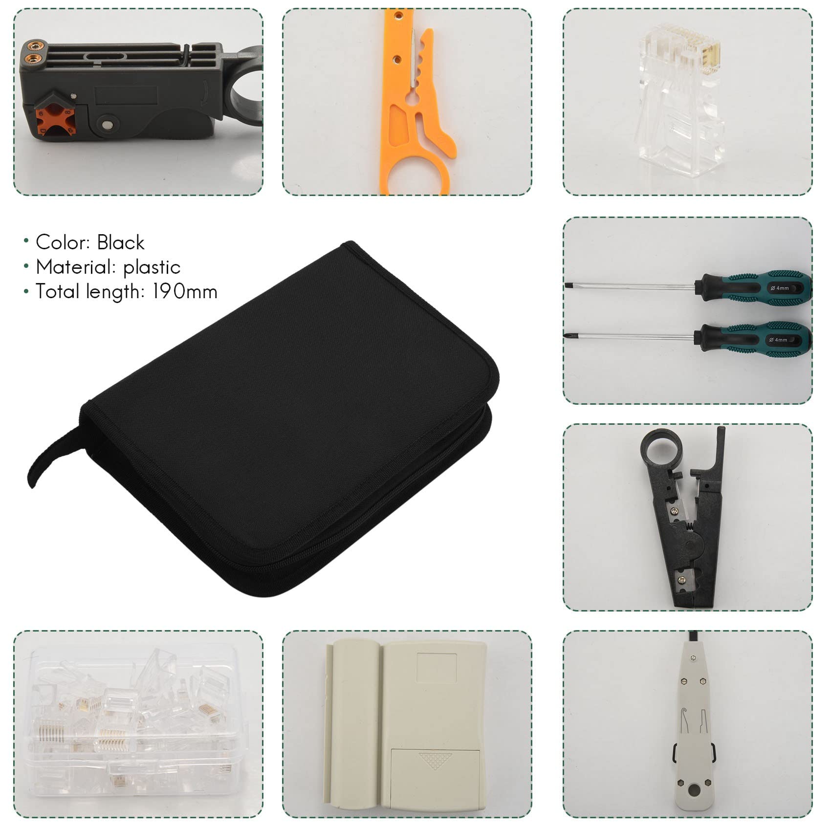 Kit d'outils de réparation de câble réseau Rj45 Rj11 Cat6 Testeur Test Sertissage Maintenance Stripper