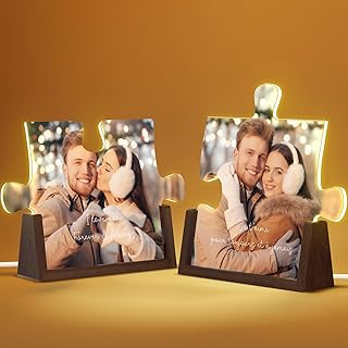 Cadeau Saint Valentin Femme Personnalisé Cadre Photo - Cadeau Personnalisé Homme, Copine, Copain, Couple - Idee Cadeaux St Valentin, Anniversaire - Lampe Personnalisée avec Photo