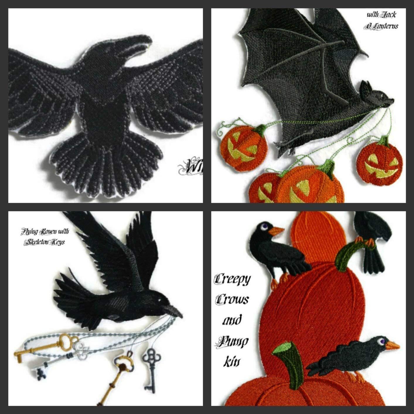Custom and Unique Happy Halloween [Wild Side Raven] Embroidered Iron on/Sew Patch [8.1x5] [Made in USA]