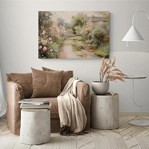 Miniatura 4 de ErnZi Rosengarten ÖlgemäldeSanfte Töne Wandkunst Geschenk für Mama Cottage Wand Kunst Dekor Vintage Silenciado Druck