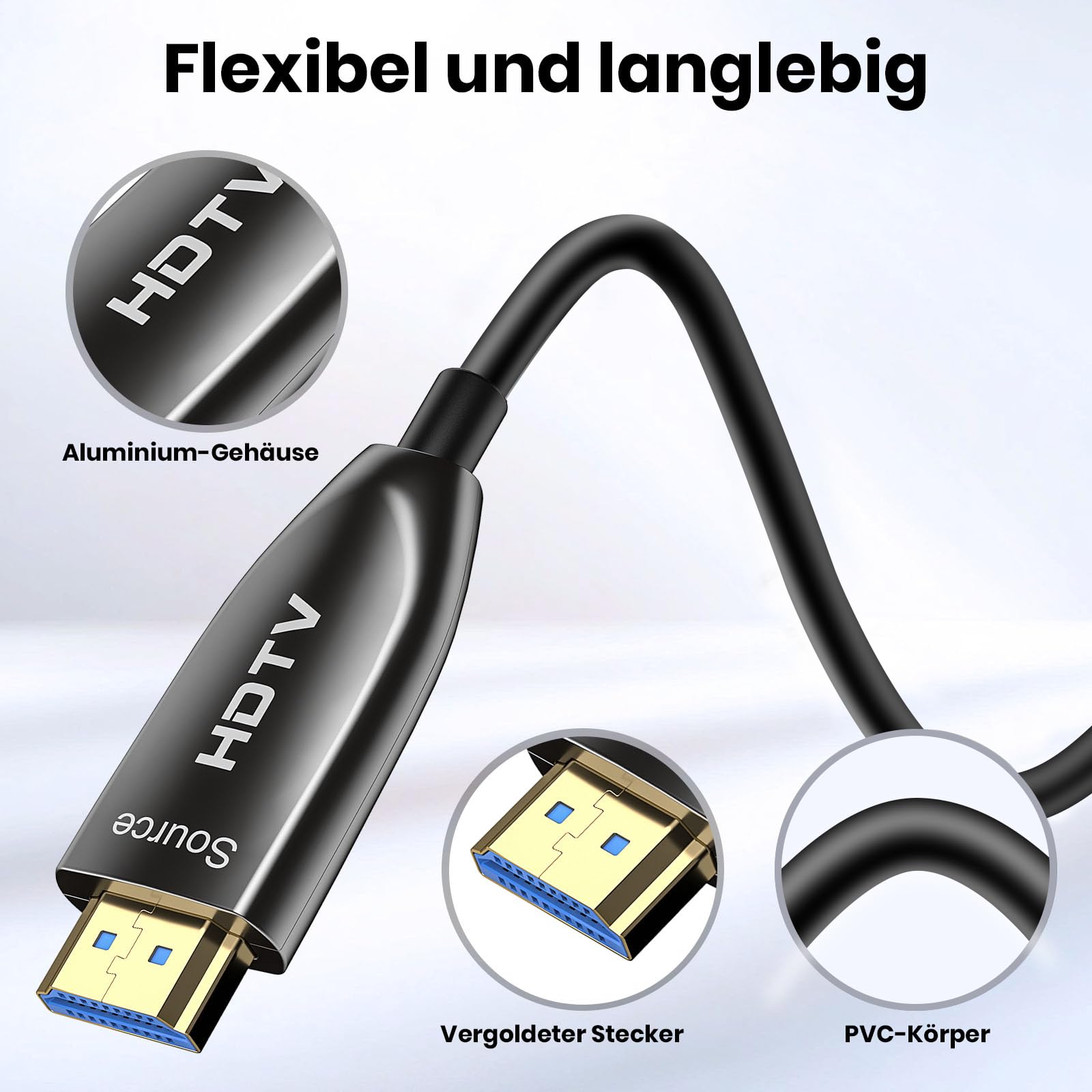 Cable HDMI 2.1 8K 30 m, cable HDMI 4K @ 144Hz/120Hz 8K @60Hz, eARC, HDR10, Dolby Atmos, 48 Gbps, HDCP 2.2 y 2.3 para HDTV/Soundbar/PS5/Blu-ray/Switch/proyector/portátil/pantalla/TV