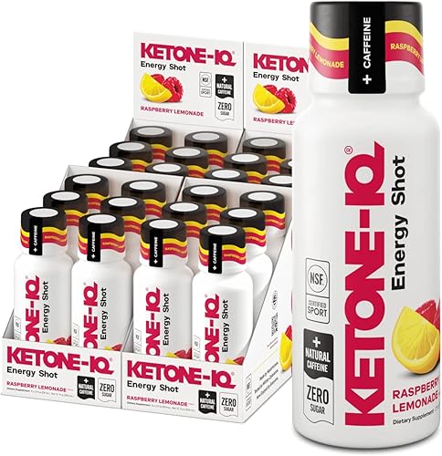 Inyecciones de energía de cetonas Ketone-IQ - 100mg de cafeína del té verde, 5g de cetonas exógenas y vitaminas B - 24 shots de cafeína para llevar