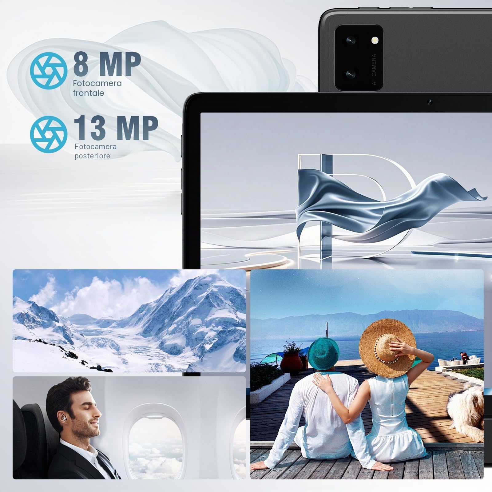 DigiLand Tablet 10 Pollici Android Octa-Core Processore,OTG, 10GB+64GB+TF Expansion,Split-Screen,WiFi 6,BT5.0, doppia fotocamera 5MP+8MP,6000mAh,Widevine L1(Caricabatterie non incluso) (Blu)