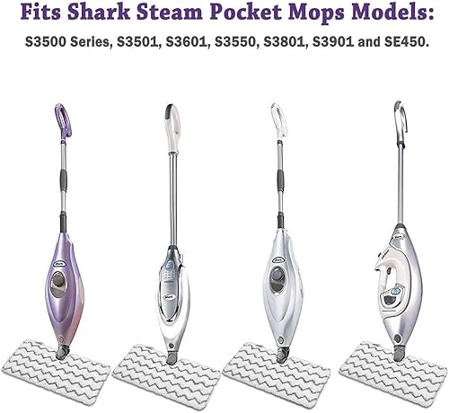 Miniatura 8 de F Flammi Paquete de 4 + 2 almohadillas de microfibra de repuesto para trapeador de vapor Shark S3500 Series S3501 S3601 S3550 S3901 S3801 SE450