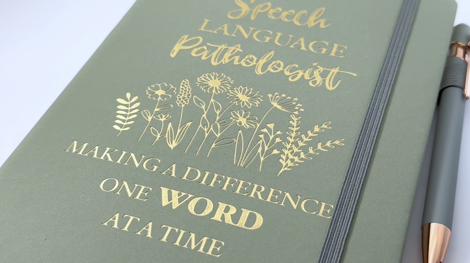 Speech Pathology Gifts Women, SLP Gift Journal Sage Green 200 Pages Notebook A5 Lined with Pen, Speech Therapy Gifts, SLP Appreciation Gift for Speech Language Pathologist Birthday Retirement Holiday