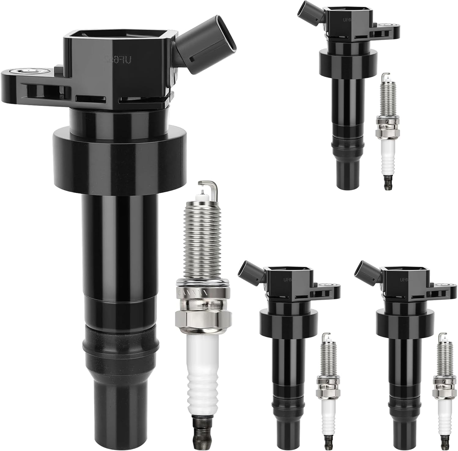 UF652 Ignition Coil and 93815 Spark Plugs for HYUNDAI Accent 2012-2019, Kia Rio 2012-2019, Kia Soul 2012-2019 1.6L L4 Replaces#273012B100 C1803 (4 Pack)