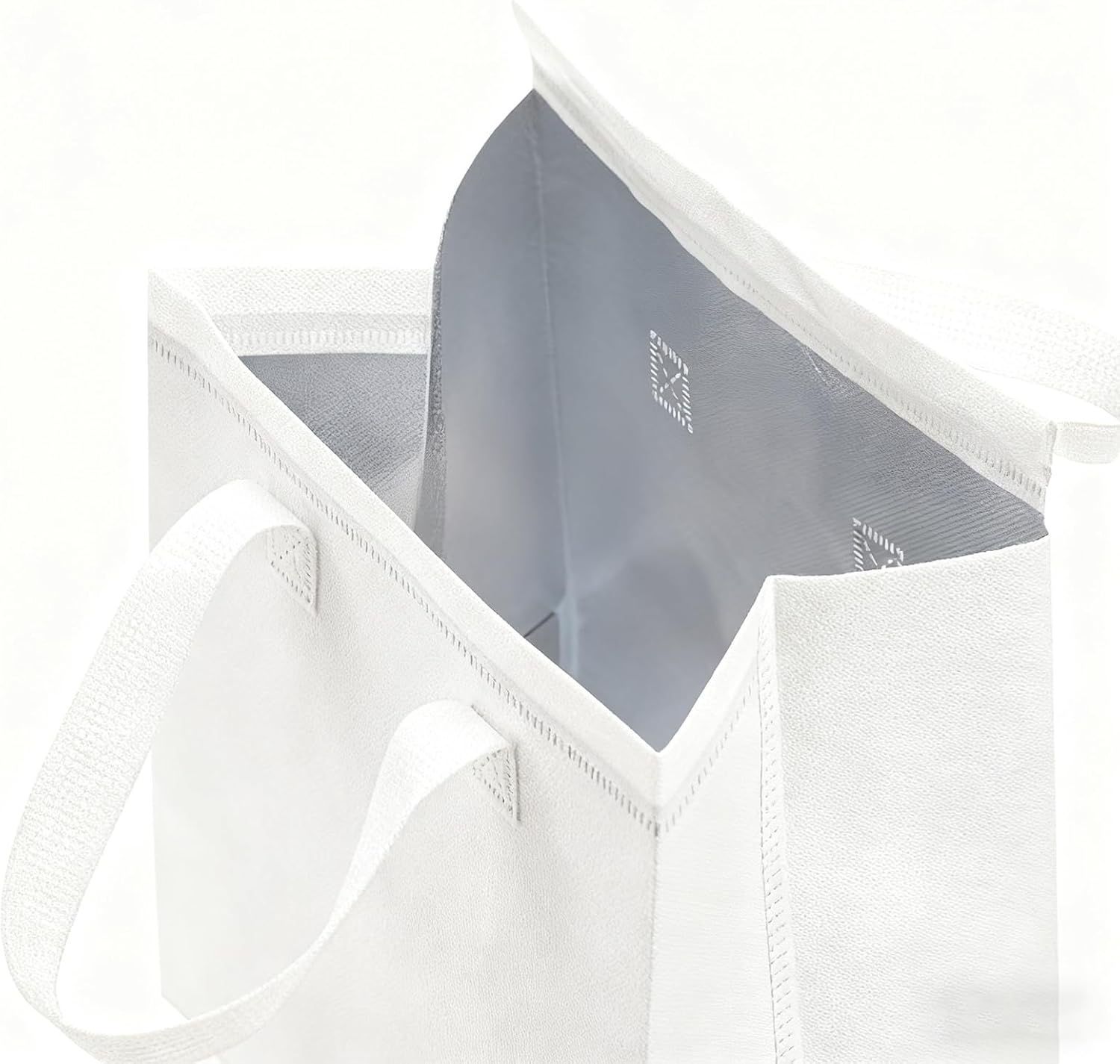 30 Pack Insulated Take Away Bags, White Reusable Grocery Bag Small Cooler Thermal Bag for Milk Tea, Hot Cold Food Delivery, 9.4 x 5.9 x 9.2 In