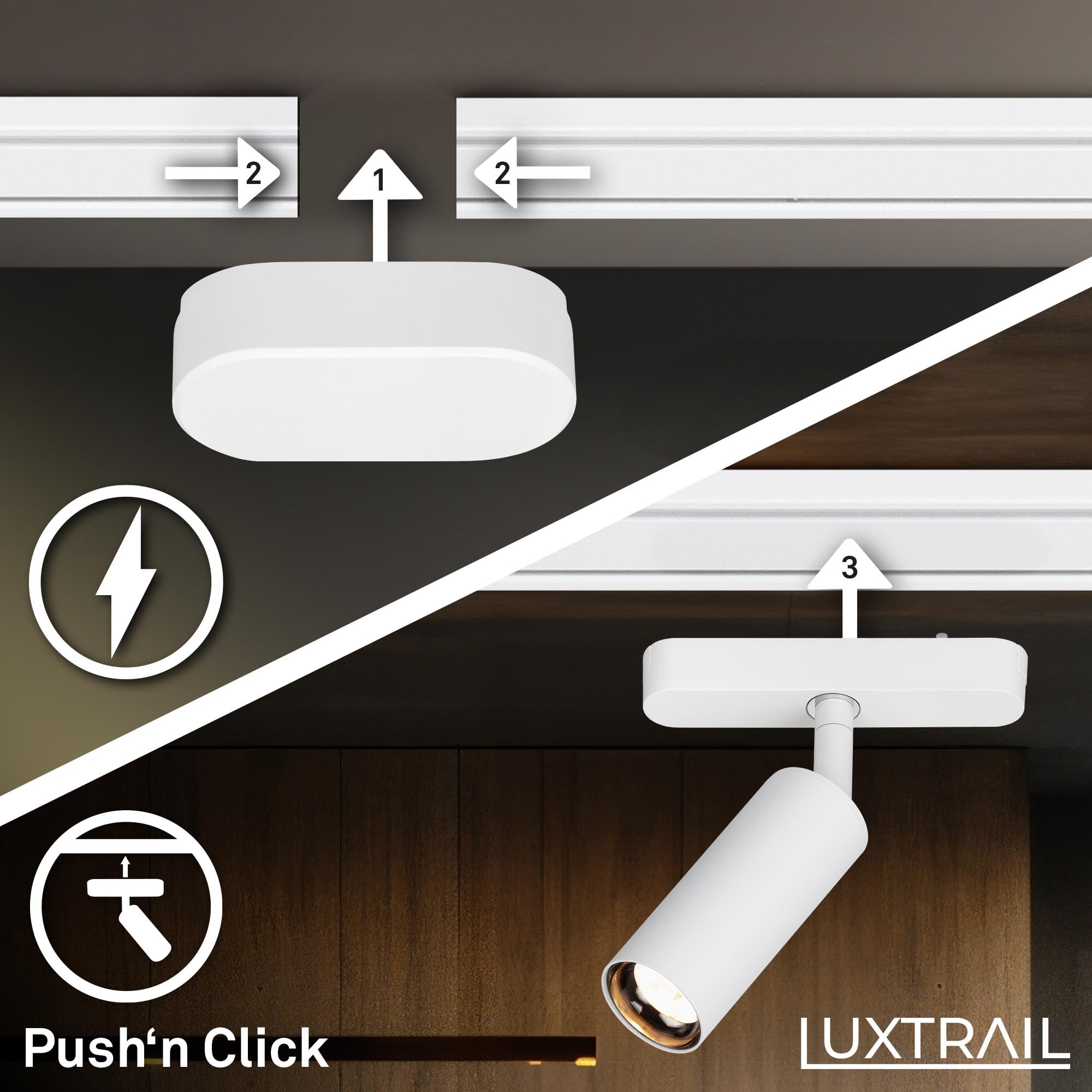 BRILONER Schienensystem Luxtrail Komplettset 6x LED Spots Schwenkbar 3m Weiß