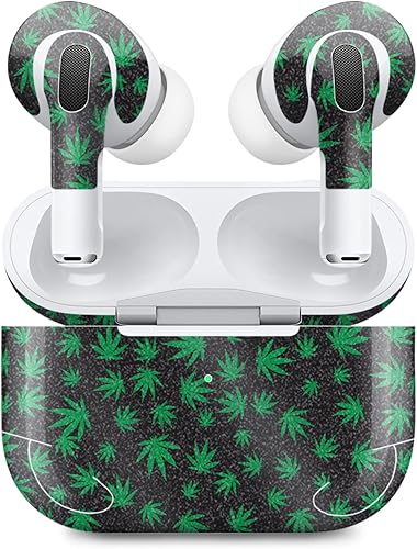 MightySkins - Fundas con purpurina brillante (paquete de 2) compatibles con Apple AirPods Pro 2 – Marihuana | Acabado de purpurina protectora,