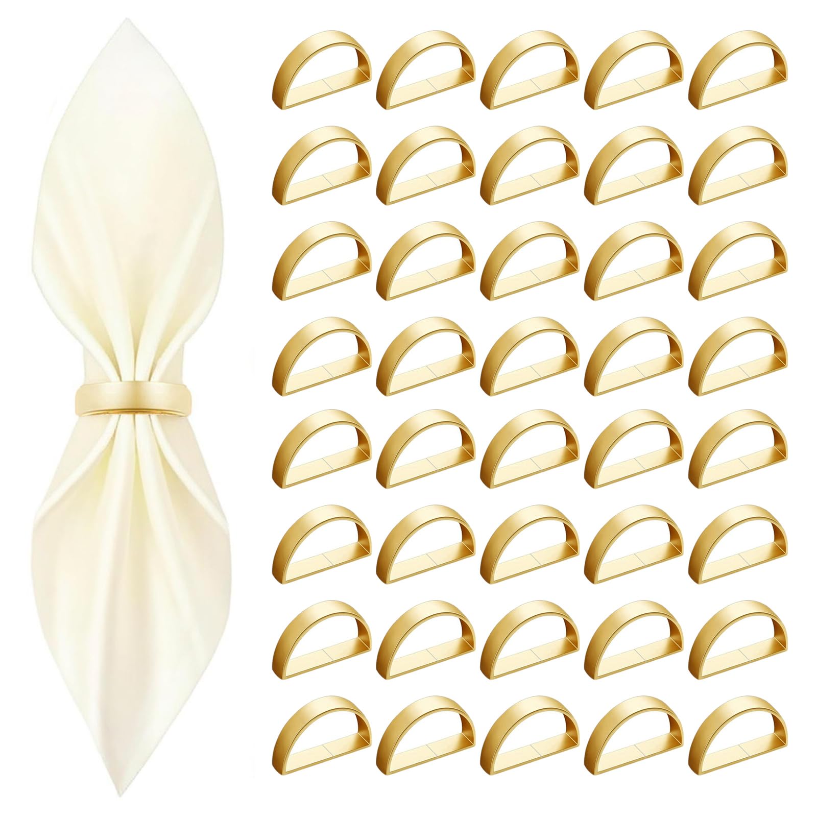 Photo 1 of CYRYLC 40 Pcs Gold Semicircle Napkin Rings