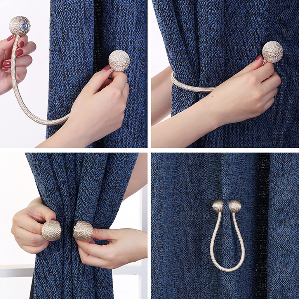 Embrasses de Rideaux magnétiques, Clips de Boucle de Rideau Attaches de Corde de draperie avec Aimant Puissant pour Le café de l'hôtel à la Maison, 2 pièces
