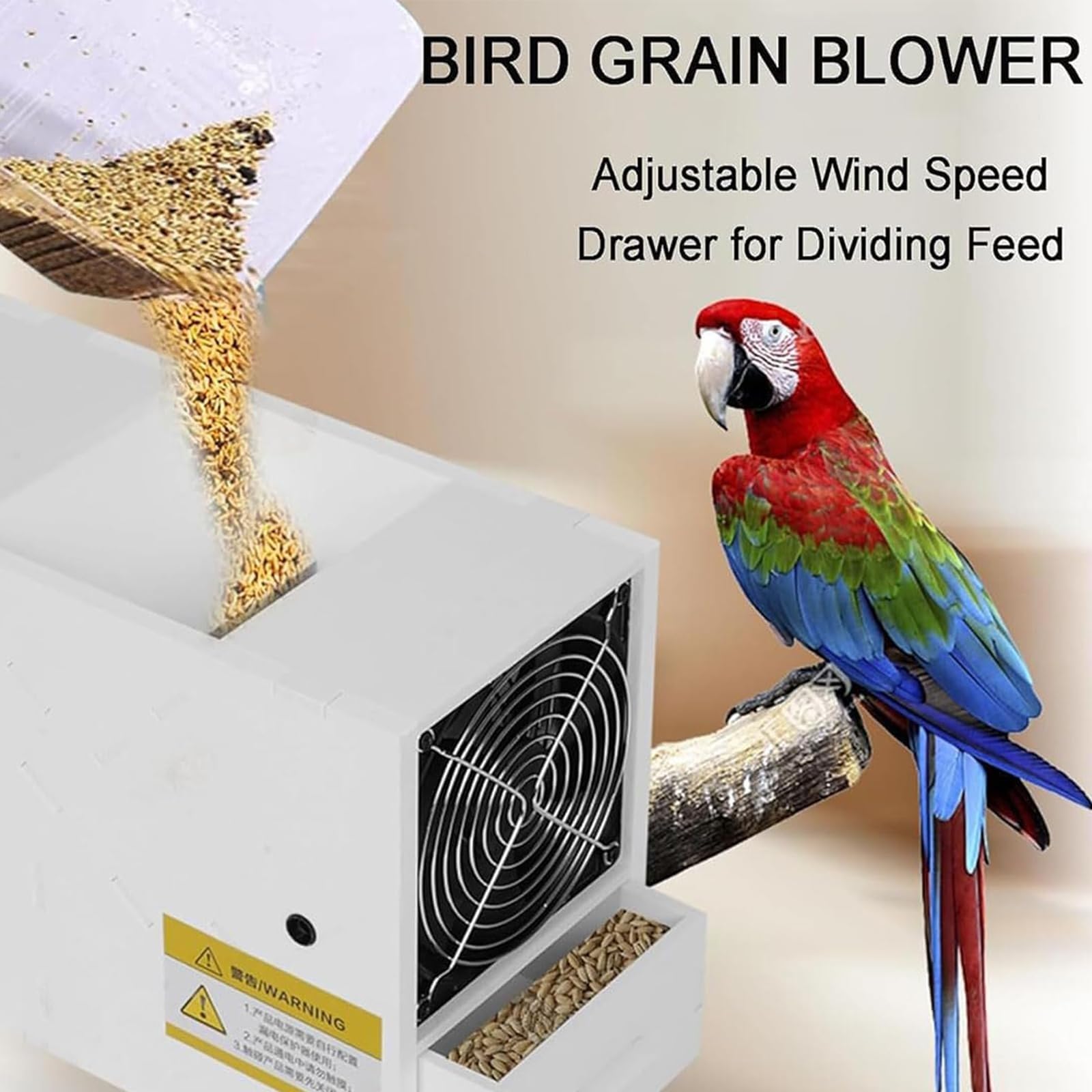 Divisor De Cáscara Soplada For Alimento For Pájaros Con Cajón Doble,Máquina Aventadora Eléctrica De Limpieza De Granos Con Velocidad Ajustable,Máquina Limpiadora De Semillas For Pájaros For Mijo,Grano